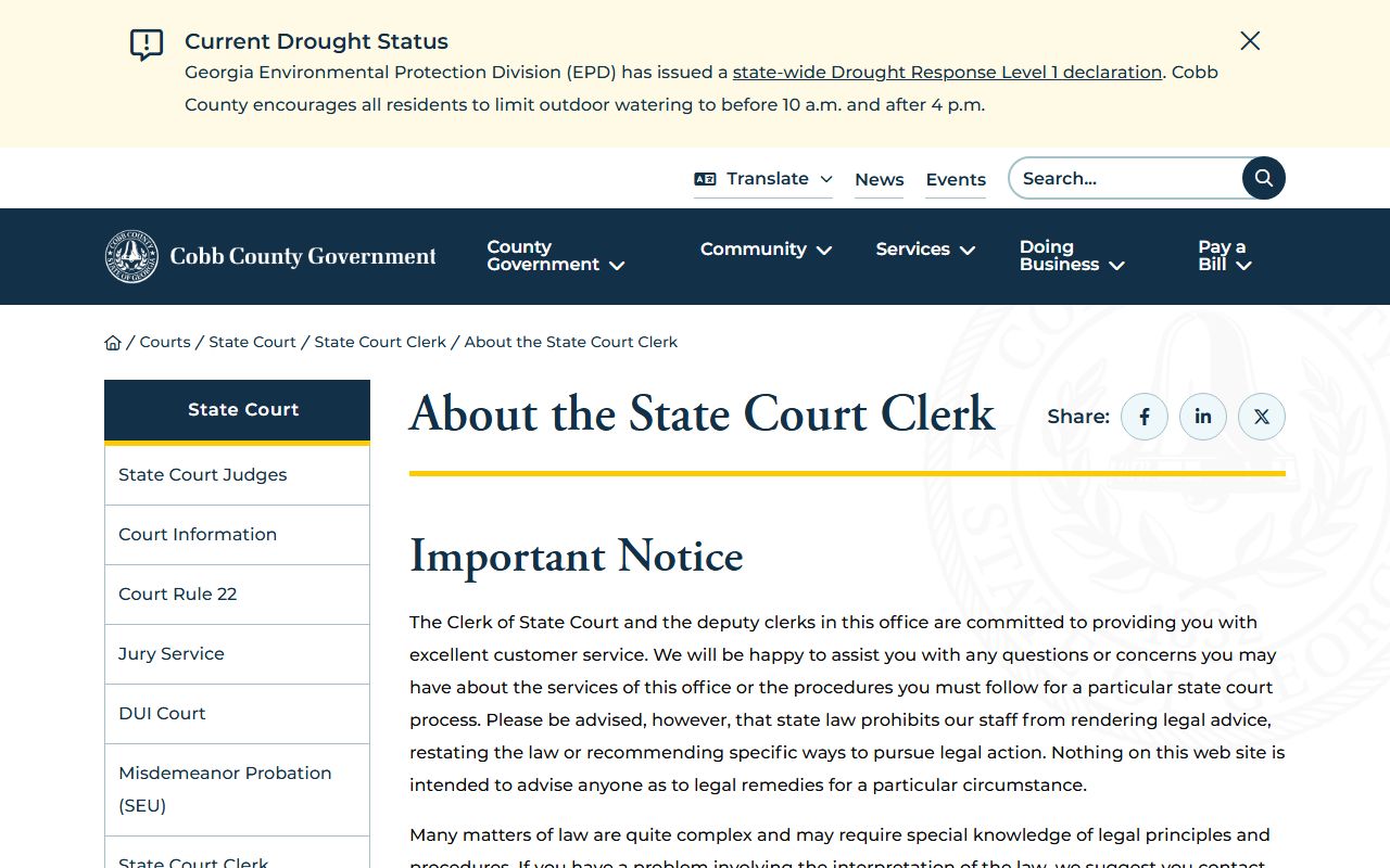 Cobb County Clerk of State Court bio and office background