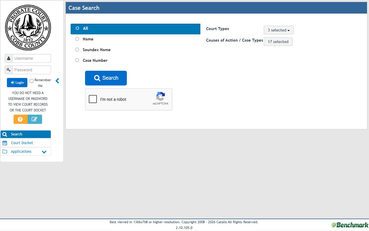 Cobb County court dockets Probate case status search