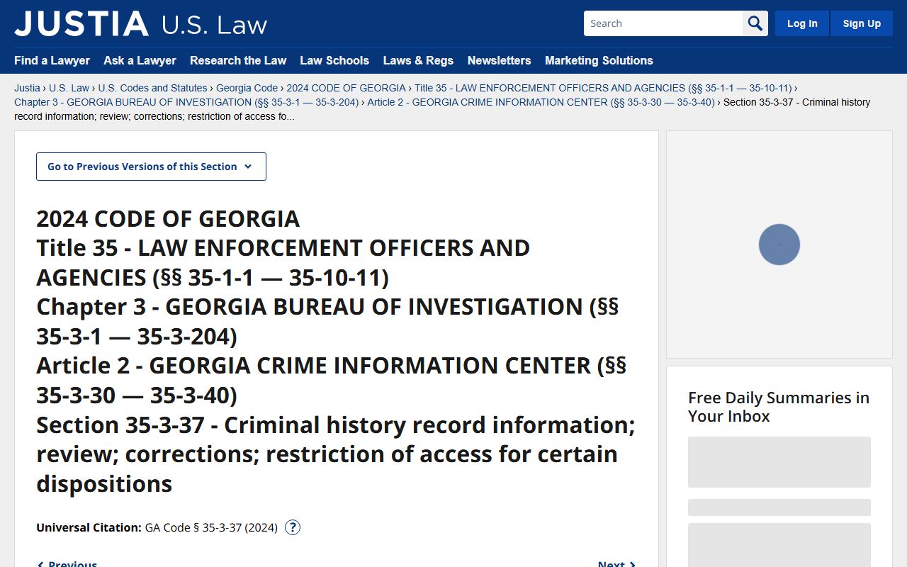 Cobb County criminal court records O.C.G.A. 35-3-37 record restriction