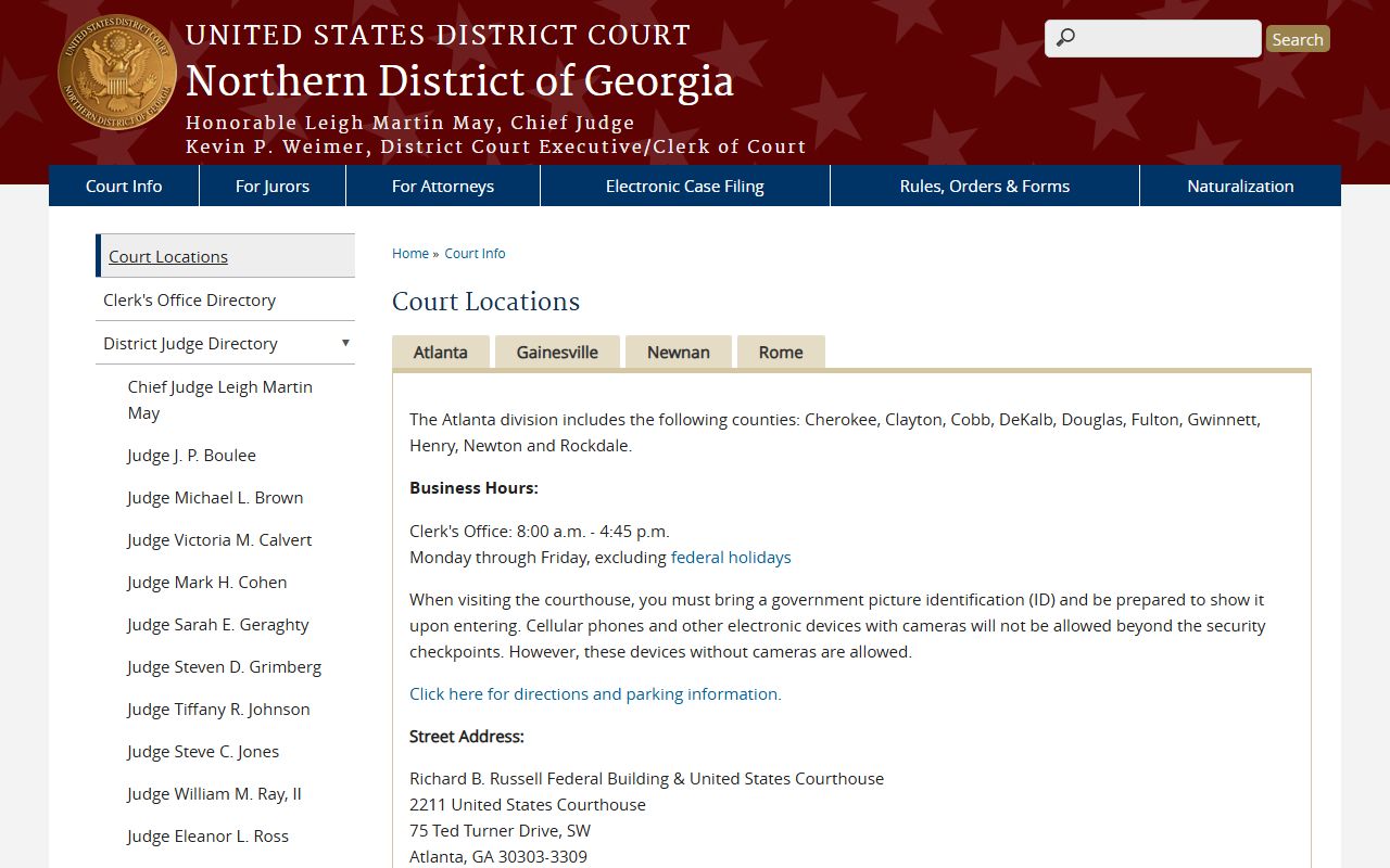 Cobb County Superior Court records Northern District of Georgia court locations