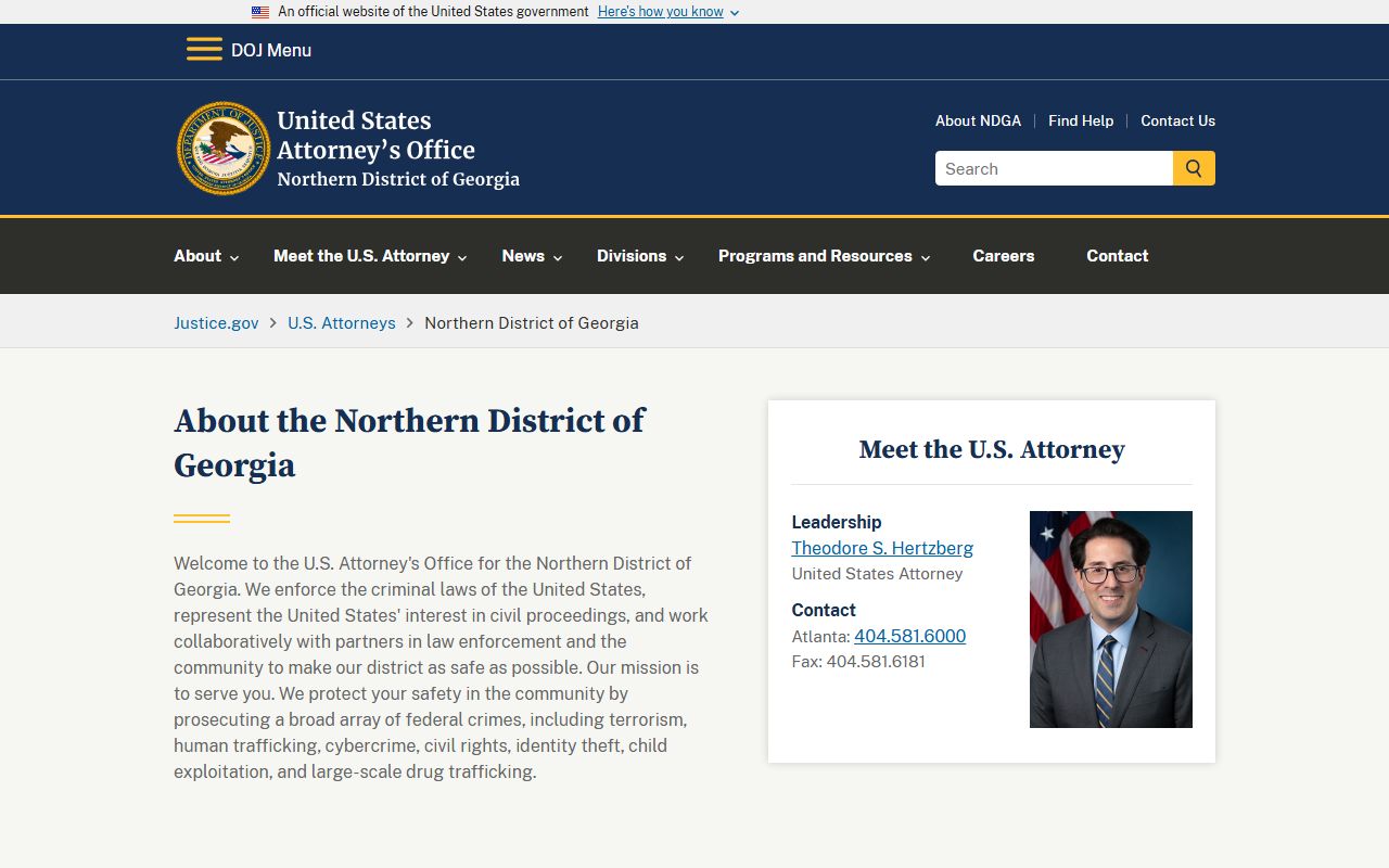 Cobb County Superior Court records U.S. Attorney Northern District context