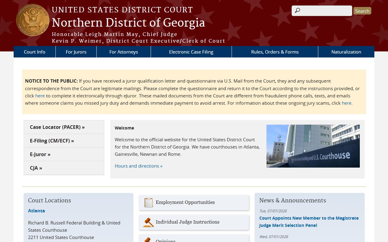 Cobb County Superior Court records federal Northern District court source