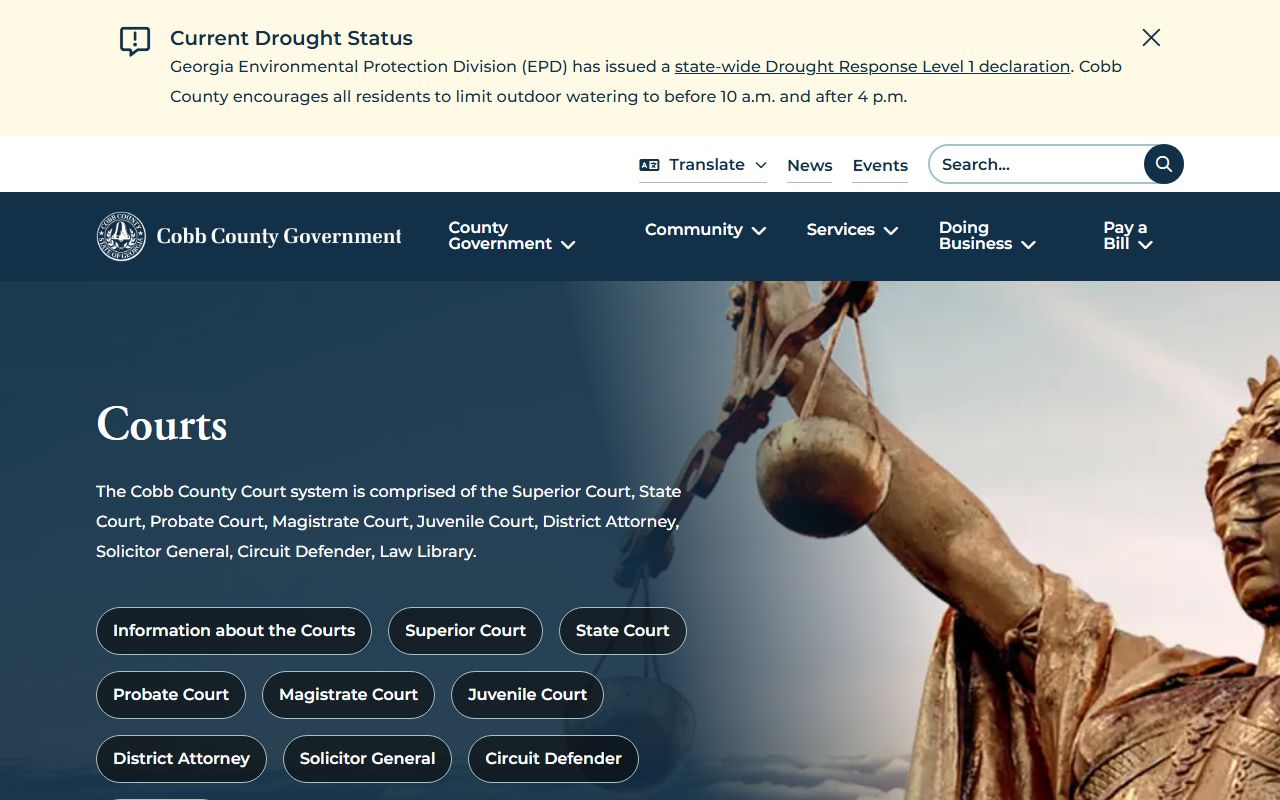 Cobb County court records courts landing page