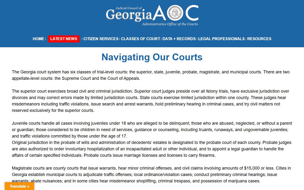 Cobb County court records Georgia court hierarchy