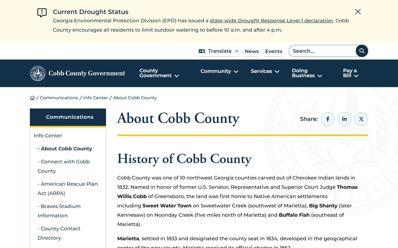 Cobb County court records county history