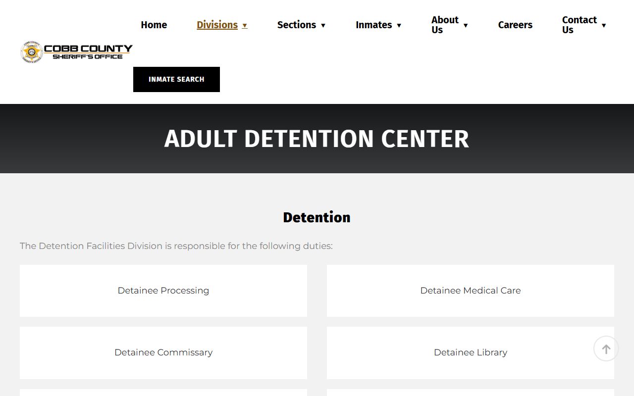Cobb Sheriff Adult Detention Center division page with facility history