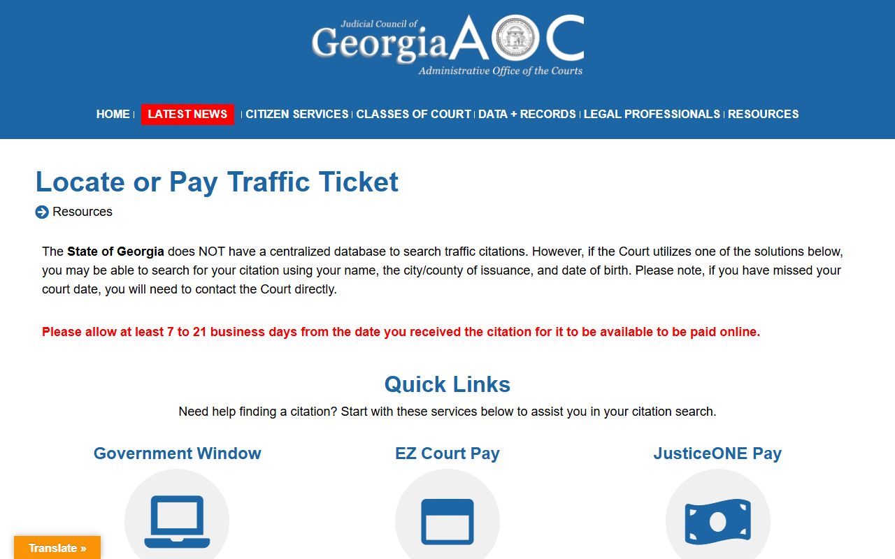 Cobb County traffic court records Georgia traffic citation locator